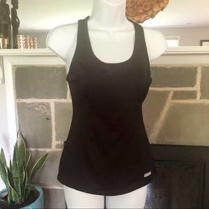 EXPRESS | Black Workout Tank Built-In Bra Mesh Back XS Athletic